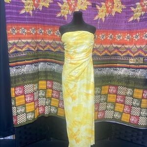 Yellow Floral Strapless Dress